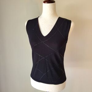 Vintage Black Sequin Top Billows Made In Italy